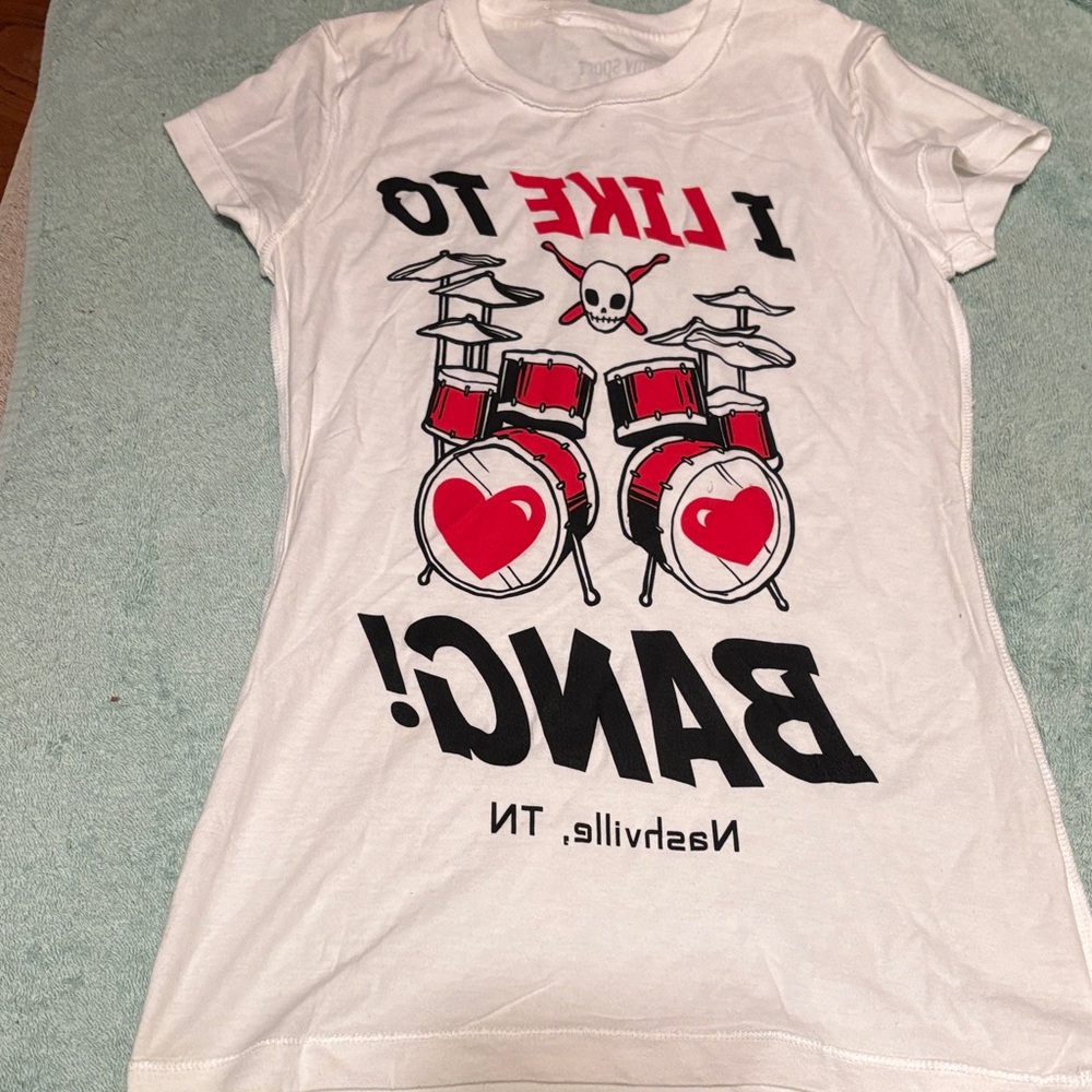 White Drum Graphic T-Shirt